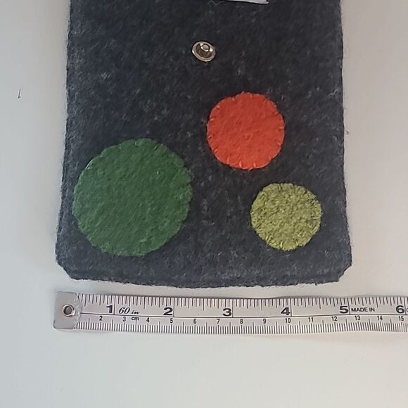 Felted Pouch Ine Snap Dots Gray Orange Green - Picture 5 of 6